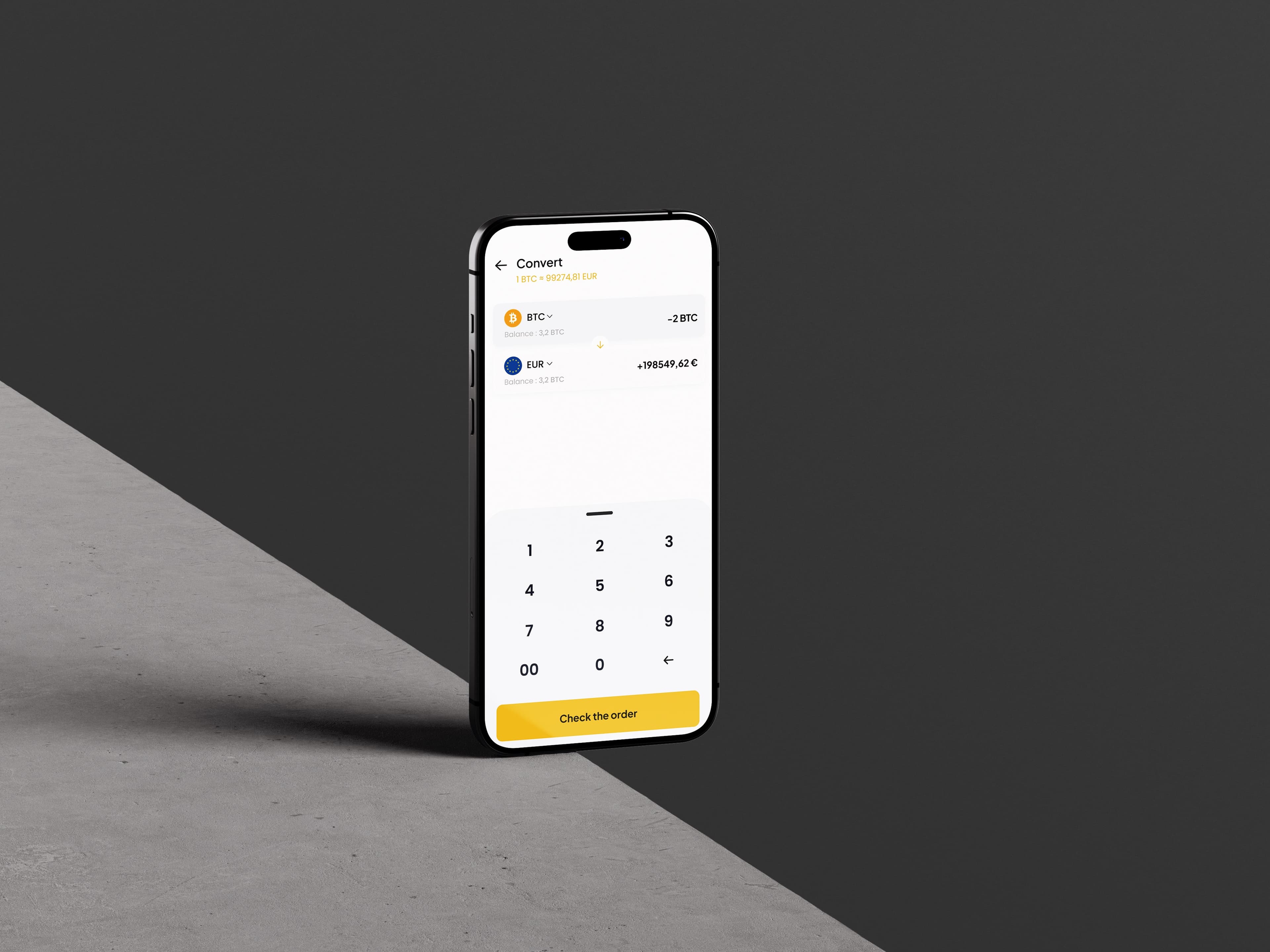 Interface de conversion crypto (BTC vers EUR)