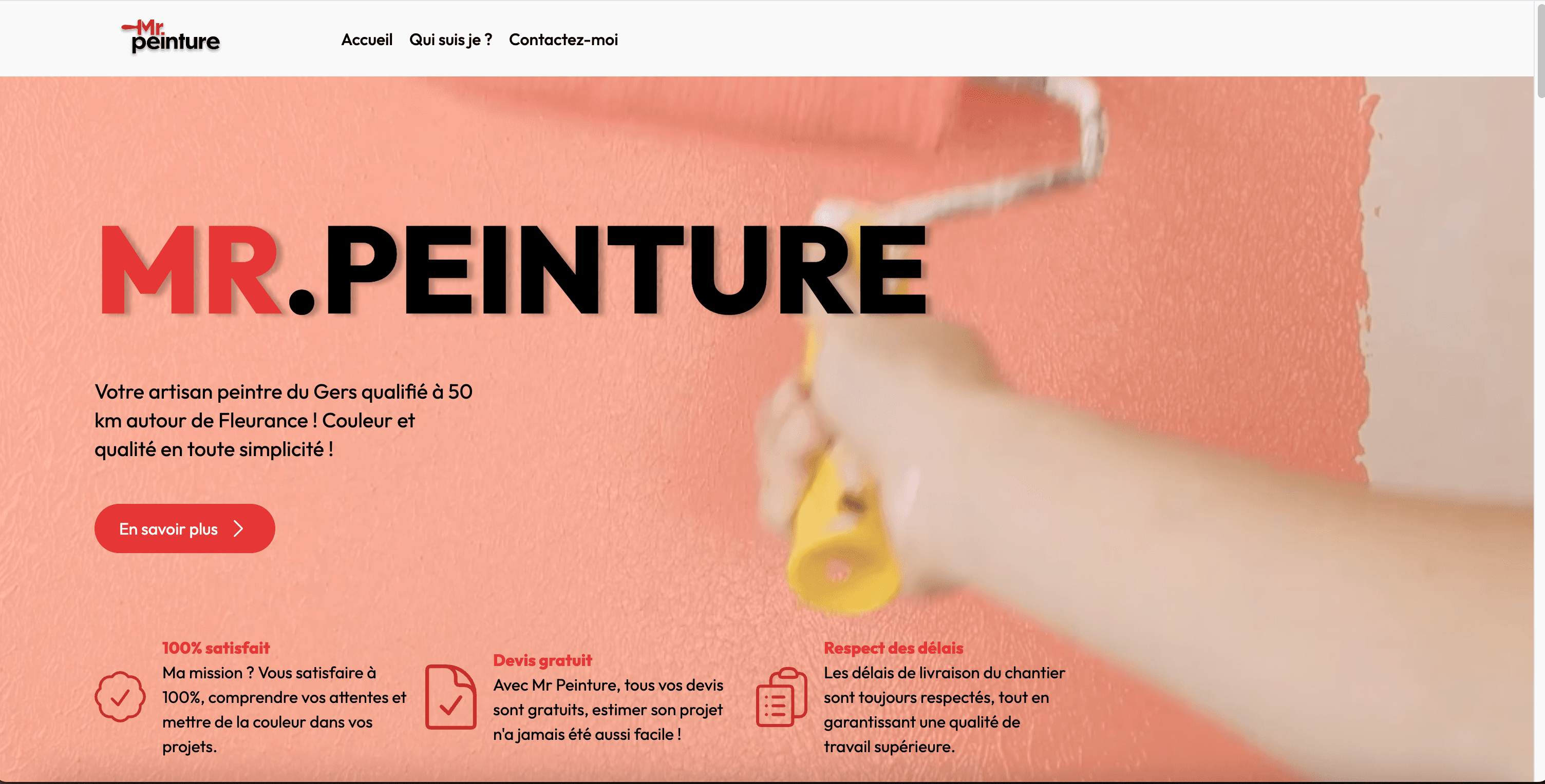 Page d'accueil Mr. Peinture avec hero section